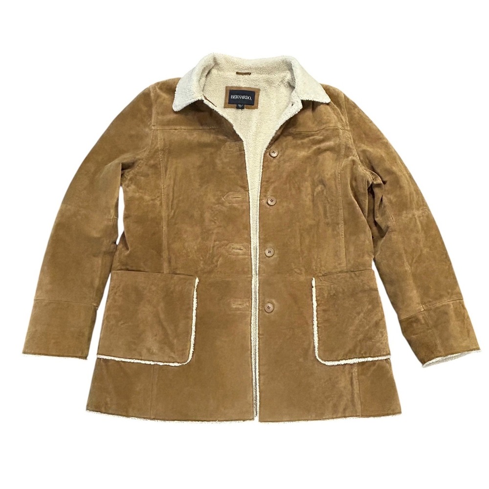 Vintage Bernardo Suede Leather Shearling 70s Jacket Penny Lane Western Ranch